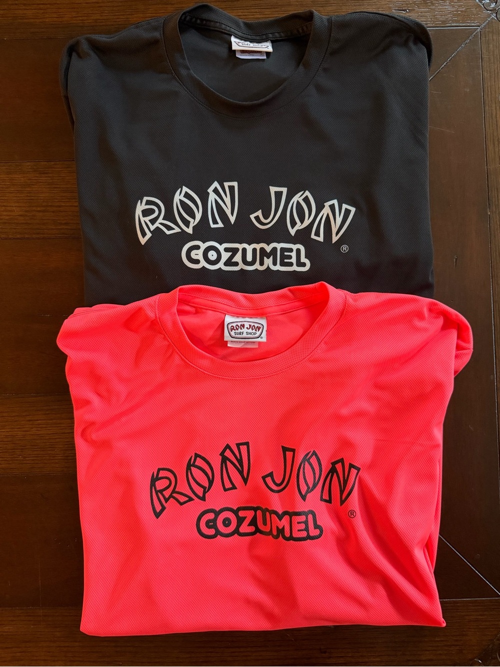TWO Ron Jon Black & Neon Orange Cozumel Graphic Tees